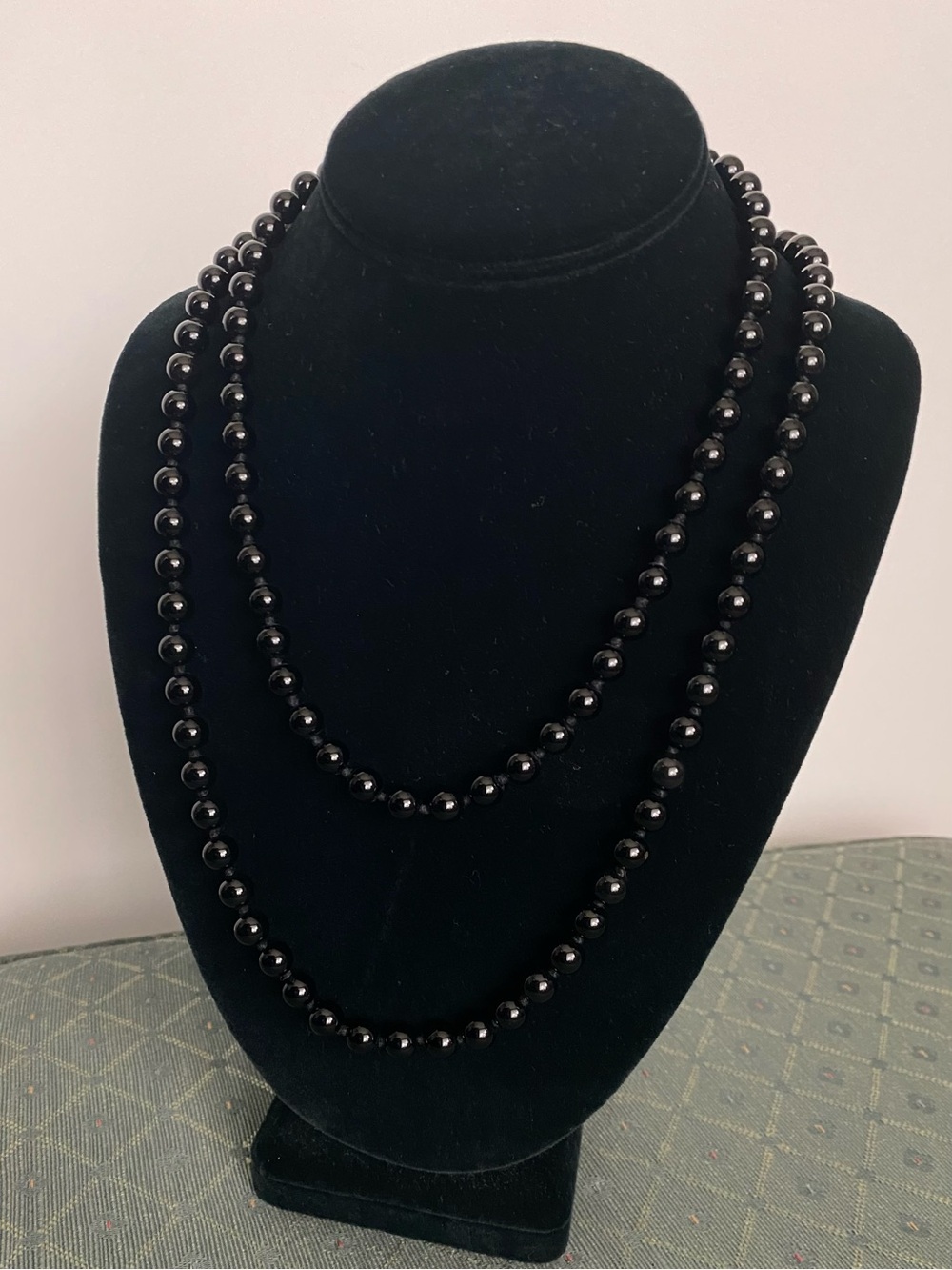 Vintage Elegant Black Beaded Necklace Set
